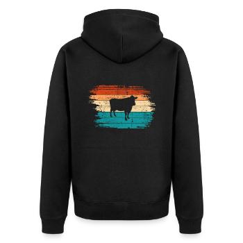 Kuh Retro Muh Landwirt Milch Bauernhof Geschenk - Unisex Premium Bio Zip Hoodie - Schwarz - Hinten - Nico (187cm)