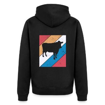 Kuh Retro Muh Landwirt Milch Bauernhof Geschenk - Unisex Premium Bio Zip Hoodie - Schwarz - Hinten - Nico (187cm)