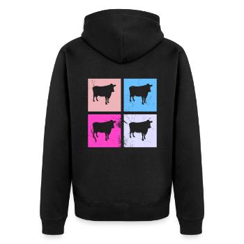 Kuh Retro Muh Landwirt Milch Bauernhof Geschenk - Unisex Premium Bio Zip Hoodie - Schwarz - Hinten - Nico (187cm)