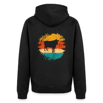 Kuh Retro Muh Milch Bauernhof Geschenk - Unisex Premium Bio Zip Hoodie - Schwarz - Hinten - Nico (187cm)