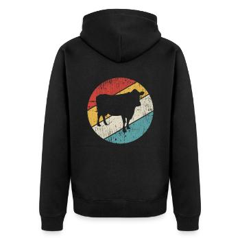 Kuh Retro Muh Landwirt Milch Bauernhof Geschenk - Unisex Premium Bio Zip Hoodie - Schwarz - Hinten - Nico (187cm)