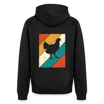 Hühner Retro Hahn Bauer Retro Bauernhof Geschenk - Unisex Premium Bio Zip Hoodie - Schwarz - Hinten - Nico (187cm)