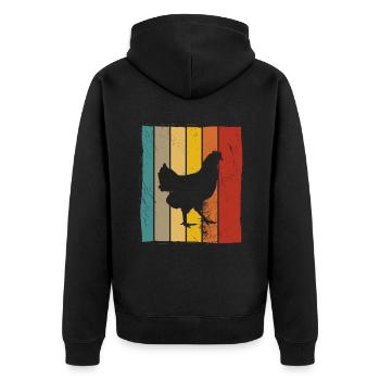 Huhn Hühner Hahn Bauer Retro Bauernhof Geschenk - Unisex Premium Bio Zip Hoodie - Schwarz - Hinten - Nico (187cm)