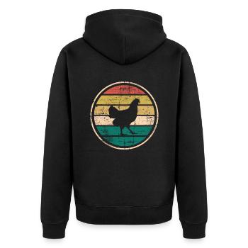 Hühner Retro Hahn Bauer Retro Bauernhof Geschenk - Unisex Premium Bio Zip Hoodie - Schwarz - Hinten - Nico (187cm)