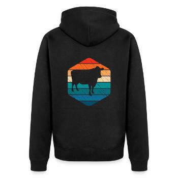 Kuh Retro Muh Landwirt Milch Bauernhof Geschenk - Unisex Premium Bio Zip Hoodie - Schwarz - Hinten - Nico (187cm)