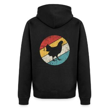 Huhn Hühner Hahn Bauer Retro Bauernhof Geschenk - Unisex Premium Bio Zip Hoodie - Schwarz - Hinten - Nico (187cm)