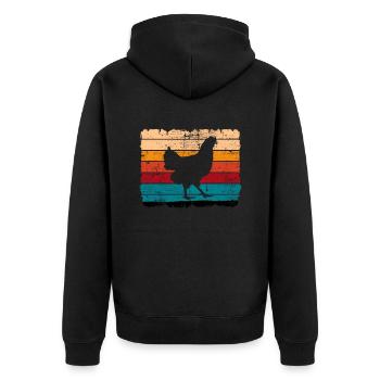 Huhn Hühner Hahn Bauer Retro Bauernhof Geschenk - Unisex Premium Bio Zip Hoodie - Schwarz - Hinten - Nico (187cm)