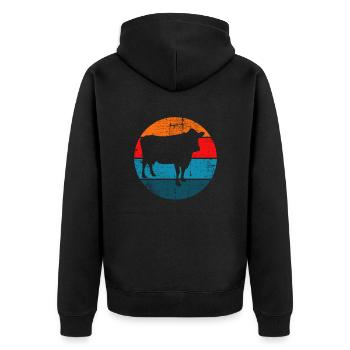 Kuh Retro Muh Landwirt Milch Bauernhof Geschenk - Unisex Premium Bio Zip Hoodie - Schwarz - Hinten - Nico (187cm)