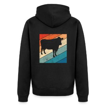 Kuh Retro Muh Landwirt Milch Bauernhof Geschenk - Unisex Premium Bio Zip Hoodie - Schwarz - Hinten - Nico (187cm)