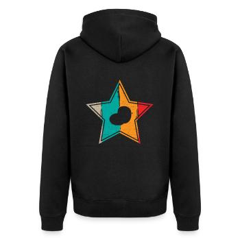 Kartoffel Kartoffelbrei Retro Stern Geschenk - Unisex Premium Bio Zip Hoodie - Schwarz - Hinten - Nico (187cm)