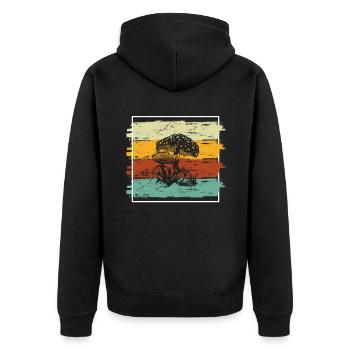 Mushroom Mushrooms Boletus Toadstool Retro Gift - Unisex Premium Organic Zip Hoodie - black - Back - Nico (187cm)