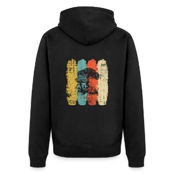 Mushroom Mushrooms Boletus Toadstool Retro Gift - Unisex Premium Organic Zip Hoodie - black - Back - Nico (187cm)
