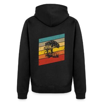 Mushroom Mushrooms Boletus Toadstool Retro Gift - Unisex Premium Organic Zip Hoodie - black - Back - Nico (187cm)