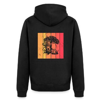Mushroom Mushrooms Boletus Toadstool Retro Gift - Unisex Premium Organic Zip Hoodie - black - Back - Nico (187cm)
