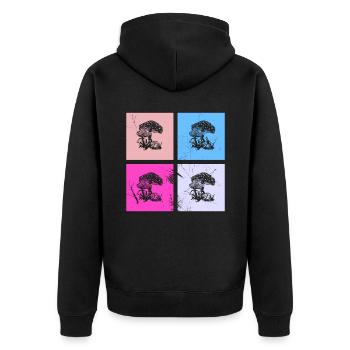 Mushroom Mushrooms Boletus Toadstool Retro Gift - Unisex Premium Organic Zip Hoodie - black - Back - Nico (187cm)