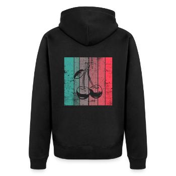 Cherry Retro Fruit Summer Fruits Red Gift - Unisex Premium Organic Zip Hoodie - black - Back - Nico (187cm)