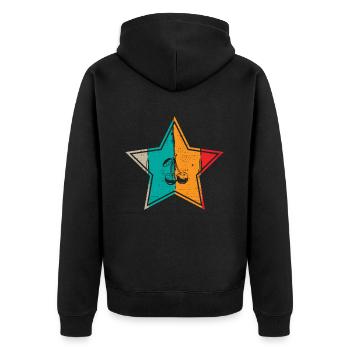 Cherry Retro Fruit Summer Star Gift - Unisex Premium Organic Zip Hoodie - black - Back - Nico (187cm)