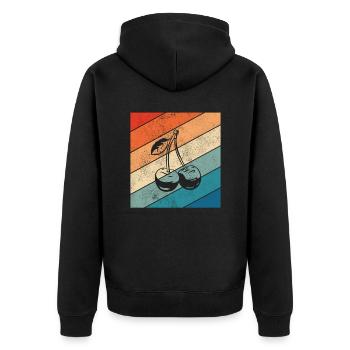 Cherry Fruit Retro Fruits Red Gift - Unisex Premium Organic Zip Hoodie - black - Back - Nico (187cm)