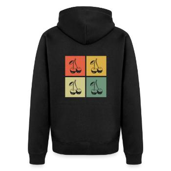 Cherry Fruit Retro Fruits Red Gift - Unisex Premium Organic Zip Hoodie - black - Back - Nico (187cm)