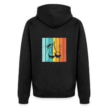 Cherry Retro Fruit Fruit - Unisex Premium Organic Zip Hoodie - black - Back - Nico (187cm)