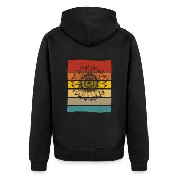 Sonnenblume Blume Retro Geschenk - Unisex Premium Bio Zip Hoodie - Schwarz - Hinten - Nico (187cm)