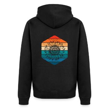 Sonnenblume Retro Geschenk - Unisex Premium Bio Zip Hoodie - Schwarz - Hinten - Nico (187cm)