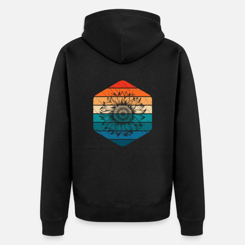 Cadeau rétro de tournesol - Veste à capuche bio Premium Unisexe - noir