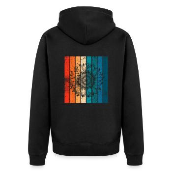 Sonnenblume Blüte Blume Retro Geschenk - Unisex Premium Bio Zip Hoodie - Schwarz - Hinten - Nico (187cm)