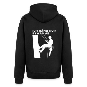 Lustiges Arborist Geschenk Baumpfleger Kettensäge - Unisex Premium Bio Zip Hoodie - Schwarz - Hinten - Nico (187cm)