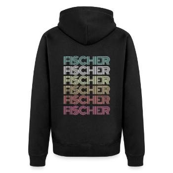 Fischer Retro Vintage Familie Gruppe Geschenkidee - Unisex Premium Bio Zip Hoodie - Schwarz - Hinten - Nico (187cm)