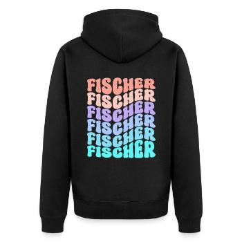Fischer Retro Vintage Familie Gruppe Geschenkidee - Unisex Premium Bio Zip Hoodie - Schwarz - Hinten - Nico (187cm)