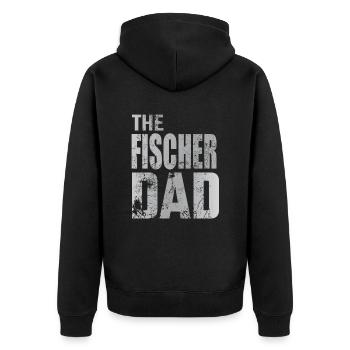 Fischer Dad Vater Familie Geschenkidee - Unisex Premium Bio Zip Hoodie - Schwarz - Hinten - Nico (187cm)