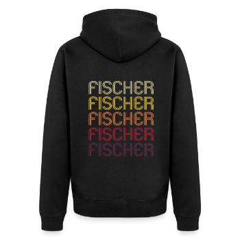 Fisherman Family Retro Surname Gift - Unisex Premium Organic Zip Hoodie - black - Back - Nico (187cm)