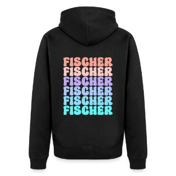 Idée cadeau d’été pour le groupe d’équipe Fischer en famille - Veste à capuche bio Premium Unisexe - noir - Dos - Nico (187cm)