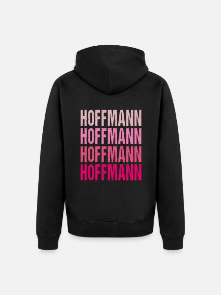 Hoffmann Retro Rosa Nachname Geschenkidee - Unisex Premium Bio Zip Hoodie - Schwarz