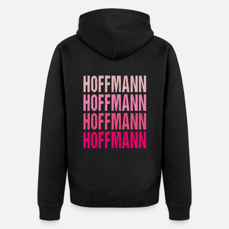 Hoffmann Retro Rosa Nachname Geschenkidee - Unisex Premium Bio Zip Hoodie - Schwarz