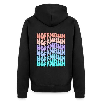 Hoffmann Retro Surname Family Gift - Unisex Premium Organic Zip Hoodie - black - Back - Nico (187cm)