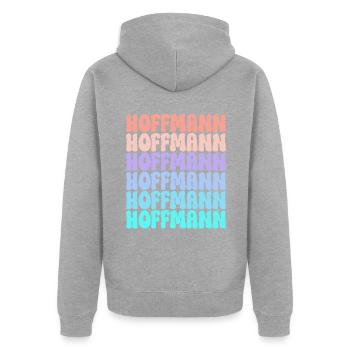 Hoffmann Retro Nachname Geschenkidee - Unisex Premium Bio Zip Hoodie - Grau meliert - Hinten - Nico (187cm)