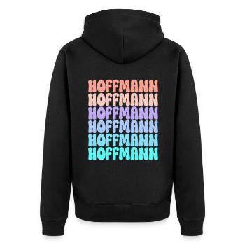 Hoffmann Retro Surname Gift Idea - Unisex Premium Organic Zip Hoodie - black - Back - Nico (187cm)