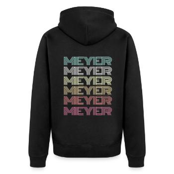 Meyer Retro Family Surname Gift - Unisex Premium Organic Zip Hoodie - black - Back - Nico (187cm)