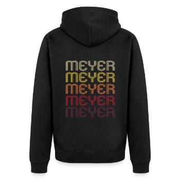 Meyer Retro Family Surname Gift - Unisex Premium Organic Zip Hoodie - black - Back - Nico (187cm)