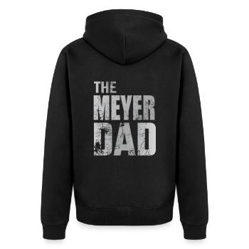 Meyer Vater Papa Geschenkidee Vatertag - Unisex Premium Bio Zip Hoodie - Schwarz - Hinten - Nico (187cm)