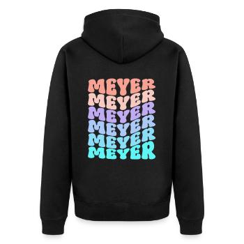 Meyer Retro Family Surname Gift - Unisex Premium Organic Zip Hoodie - black - Back - Nico (187cm)