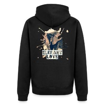 Elephant - Unisex Premium Organic Zip Hoodie - black - Back - Nico (187cm)