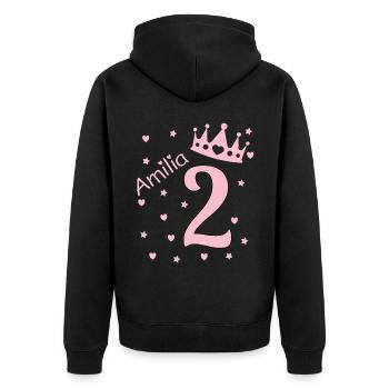 Amilia zweiter Geburtstag - Unisex Premium Bio Zip Hoodie - Schwarz - Hinten - Nico (187cm)
