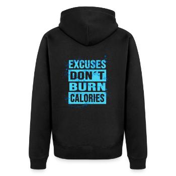 Fitness Bodybuilding No Excuses Sport Protein - Unisex Premium Organic Zip Hoodie - black - Back - Nico (187cm)