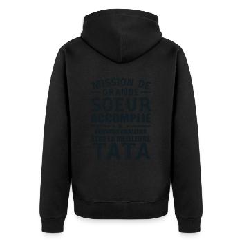 Mission De Grande Soeur Accomplie Nouveau Challeng - Veste à capuche bio Premium Unisexe - noir - Dos - Nico (187cm)