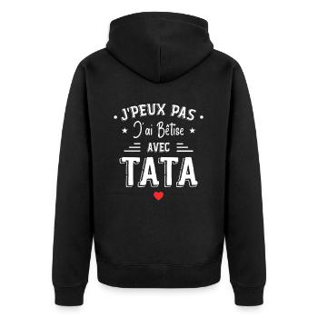 J'ai Bêtise Avec Tata - Veste à capuche bio Premium Unisexe - noir - Dos - Nico (187cm)
