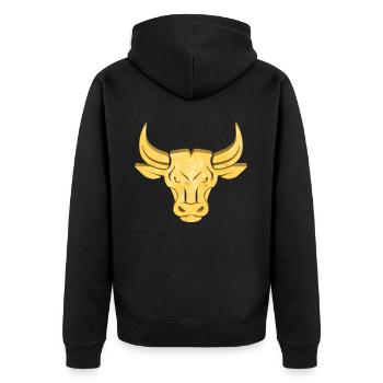Taureau d’or | Signe du zodiaque Taureau - Veste à capuche bio Premium Unisexe - noir - Dos - Nico (187cm)
