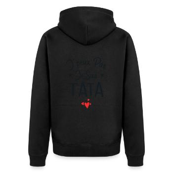 Tante / Tata / Marraine / Oncle / Nourrice / Bébé - Veste à capuche bio Premium Unisexe - noir - Dos - Nico (187cm)